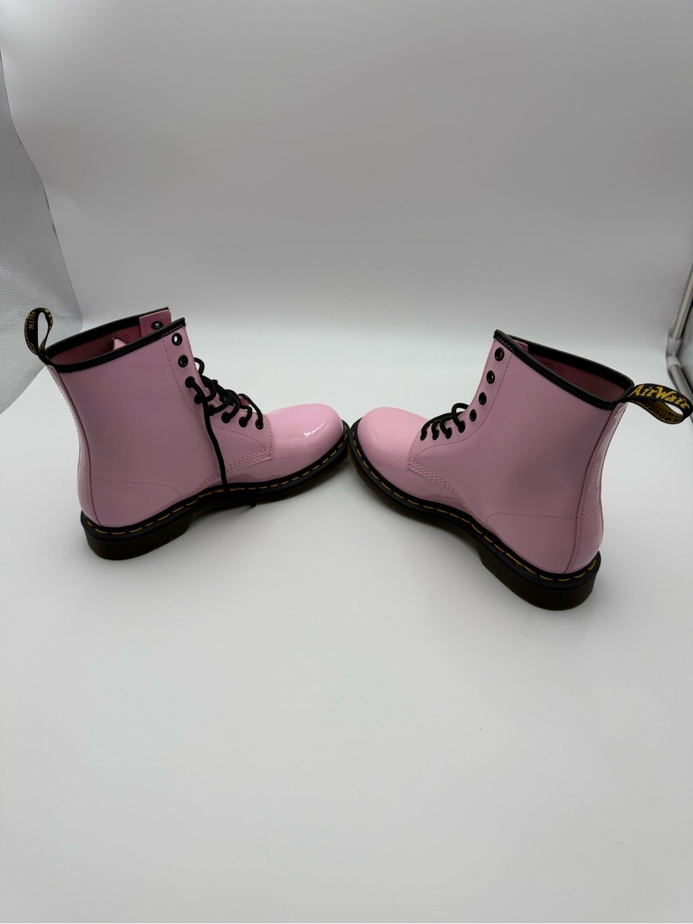Dr. Martens Pink Patent Leather 8-Eye Lace-Up Boots - Picture 3 of 4